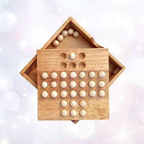jojofuny Wooden Marble Solitaire Board Game, Solitaire Chess Game Wooden Board Strategy Chess with Storage Function Fun Brain Teaser Suits Leisure Party Game for Adults & Students 7 41yVd5HFBQL. AC
