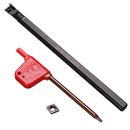 Lathe Turning Tools,VerRich 7x125mm S07K-SCLCR06 Lathe Boring Bar Turning Tools Holder Set with 1pc CCMT0602 Carbide Inserts + 1pc T8 Wrench