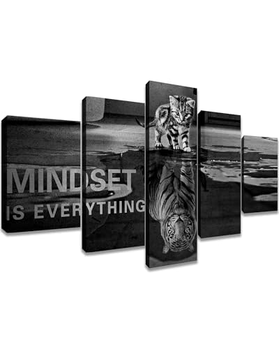 5 Panels Mindset is Everything Motivational Canvas Wall Art Inspirational