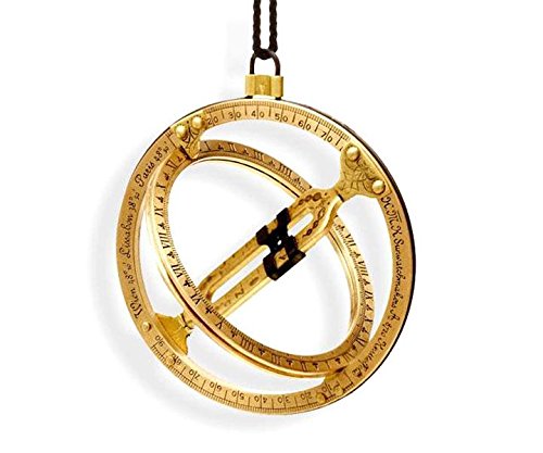Taschensonnenuhr (Ringsonnenuhr) in historischem Outfit aus Messing (Antik Design), Sundial