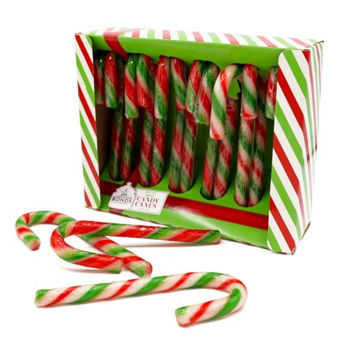 Bonds of London Candy Canes Festive & Classic Peppermint Flavour Ideal Stocking Fillers & Christmas Treats 12 Canes 120 g Box (Pack of 1)