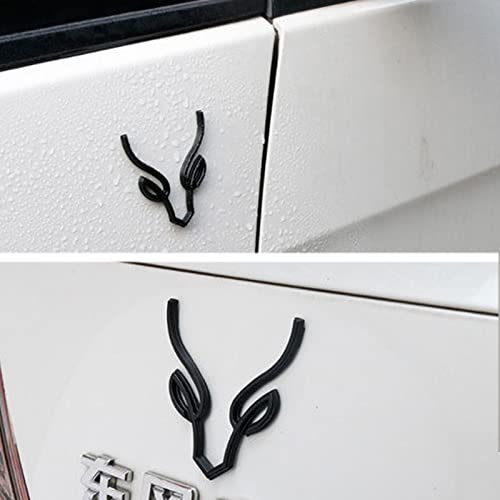 Image of Deer Horn Metal car Emblem,Black Auto Emblem,3D Animal Decoration Metal car Sticker- Rear car Tail Decoration Sticker