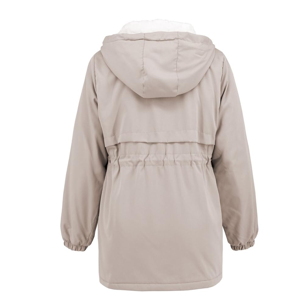 Womens Zip Up Solid Open Front Hooded Cardigans Jacket Coats Outwear with Pocket Waterproof Ski Jacket Winter Coat (M,White)