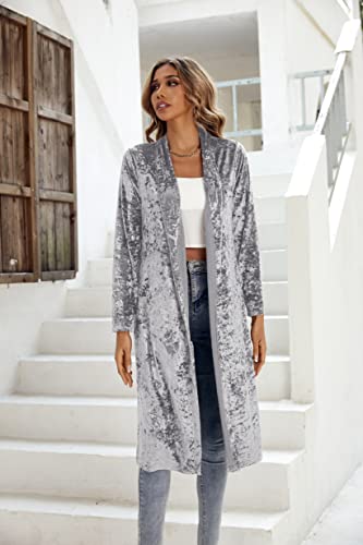 Image of R.Vivimos Women's Long Sleeves Casual Velvet Jacket Open Front Cardigan Coat Outerwear