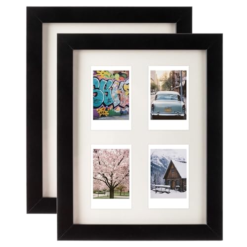 Image of Namalu 2 Pcs 2 x 3 Multi Picture Collage Frame Wall Decor with 4 Openings Black Wood Mini Film Photo Wall Frames for Display Wedding Decoration, 9.8 x 7.9 Inches