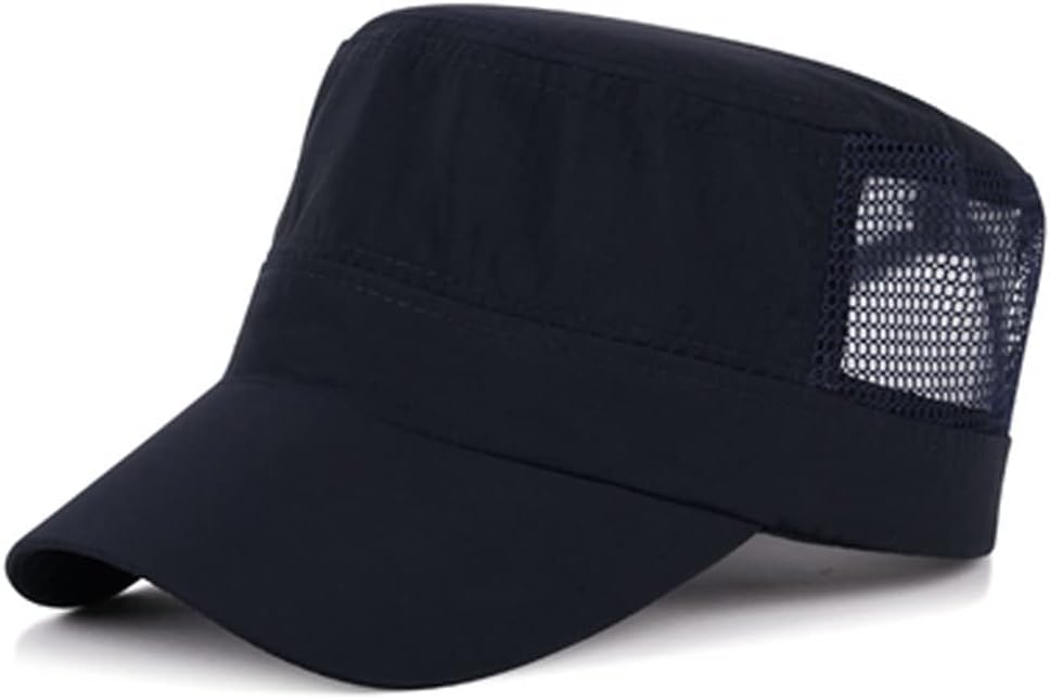 HBJWOV Middle-Aged and Old Men's Hats Spring and Outdoor Sunshade Sunscreen Hats Breathable Flat top(A)