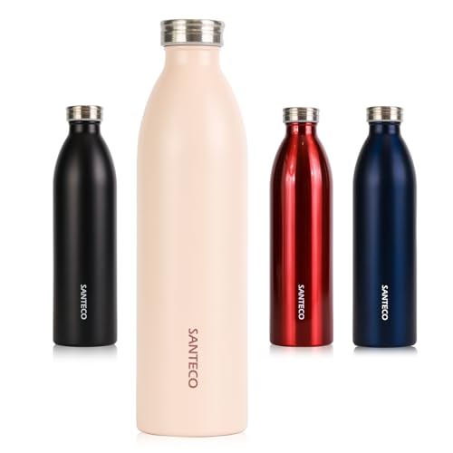 SANTECO Termo de acero inoxidable de 1000 ml, 1 litro, a prueba de fugas, para viajes, bebidas, café