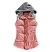 Gilets matelassés pour femme - À capuche - Fermeture éclair - Sans manches - Solide - Chaud - Décontracté - Coupe-vent - Rembourré, Rose (01), XXL