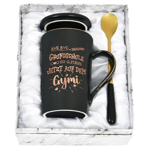 Joymaking Gymnasium 5. Klasse Geschenke Tasse für Jungen Mädchen - Bye Grundschule - Geschenkidee Einschulung Schulwechsel Grundschule Gymnasium Übergang Weiterführende Schule Geschenk, 400ml Schwarz