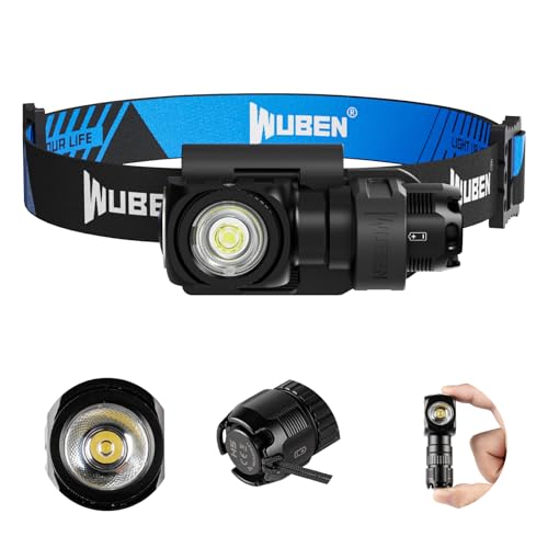WUBEN H4 LED Headlamp Rechargeable, 800 Lumens Super Bright Head lamp, IP68 Waterproof headlamp with Motion Sensor, Headlight Flashlight 10 Modes with Red Light, for Camping Fishing& Hiking