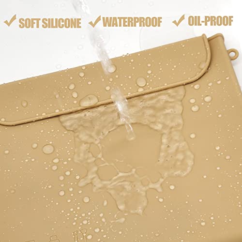 Coksdupid Silicone Makeup Bag, Soft And Comfortable Silicone Toiletry Bag, Fashion Travel Cosmetic Bag  For Women And Girls  (Khaki) #TOP3