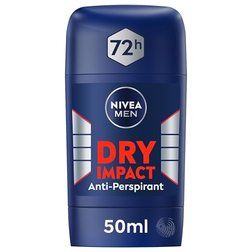 NIVEA MEN Dry Impact Antibacterial - Desodorante antitranspirante para hombre - Con 72h de Protección contra el Sudor - 0% Alcohol - Fórmula Antibacteriana- Todo Tipo de Pieles - Stick 50 ml