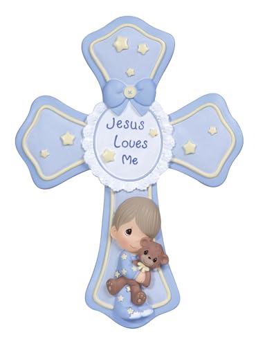 Precious Moments Jesus Loves Me Boy Resin Cross With Stand 132403