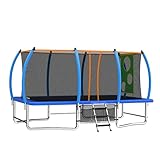 KEIKI Quadratische Outdoor-Trampoline mit Netz, langes rechteckiges Tumbling Trampolin für Kinder und Erwachsene, 2,3 x 4,6 m