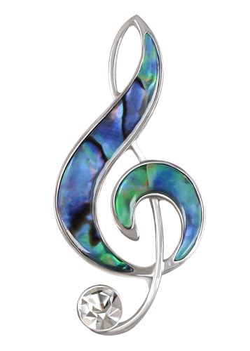 Image of Alilang Silvery Tone Abalone Shell Music Note Brooch Pin & Pendant Simple Accessories for Party Banquet New Years