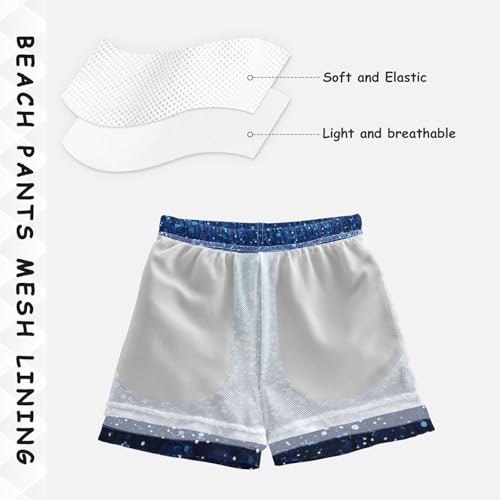 Pigsaly Boys Swim Trunks Royal Blue Gradient Flashing Navy Blue Glitter Boys Board Shorts Swimsuit Swimwear Bathing Suit S4