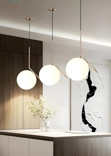 Image of L Shape Frosted Glass Pendant Light | Metal Golden Finish Ceiling Hanging Lamp | Decorative Lighting for Dining Table Living Room Bedroom Office Cafe Restaurant | Without Bulb Fixture