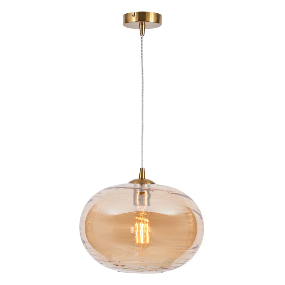 Litecraft Champagne Visconte Sarno Ceiling Pendant Tinted Oval Shaded 1 Light In Brass - (, 30 Cm)