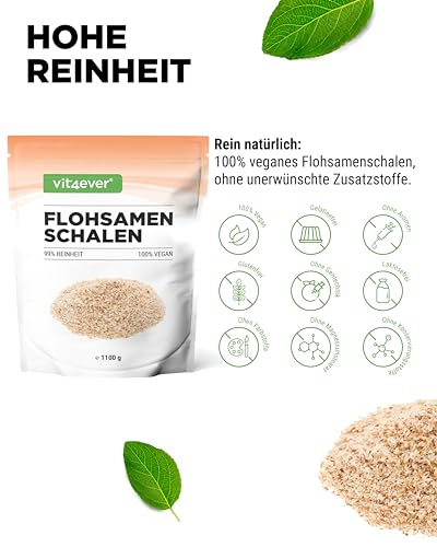 Flohsamenschalen 1,1 kg - 1100 g - Rückstandskontrolliert - 99% Reinheit - Herkunft: Indien - Low-Carb - Ballaststoffreich - Ohne Zusätze - Vegan - Laborgeprüft – Bild 4