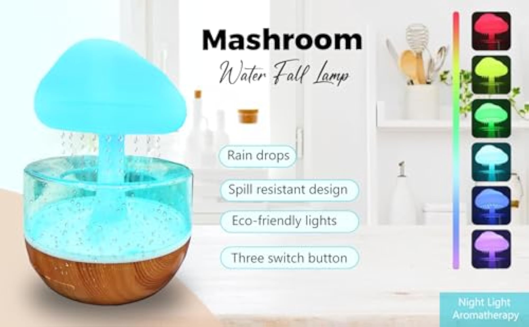 Rain Cloud Mushroom Light LED Aromatherapy Diffuser