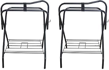 PRORIDER Lot of 2 Horse English Western Freestanding Folding Metal Saddle Rack Stands Tack Black 4601-2