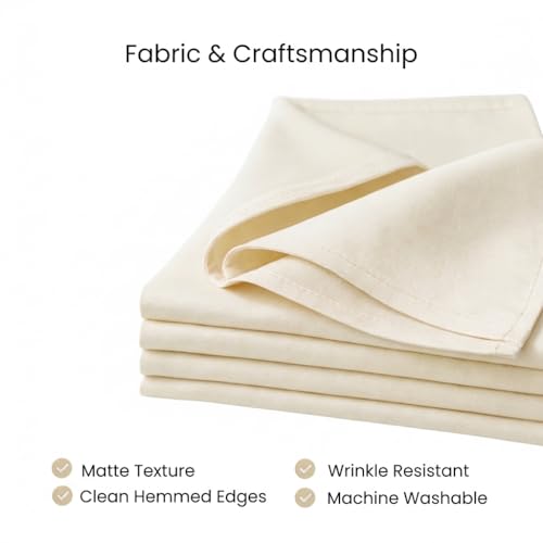 Gala Houseware Ivory Cloth Napkins 18x18 Inch, Set of 12, Washable Reusable Spun Polyester Dinner Napkins for Weddings, Banquets, Restaurants & Home Dining by GALA HOUSEWARE - Image 3