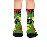 susiyo Green Red Pattern Hiking Socks Boy Girls - Cushioned Crew Socks for Kids Soft, Breathable & Seamless Toe for All-Day Comfort