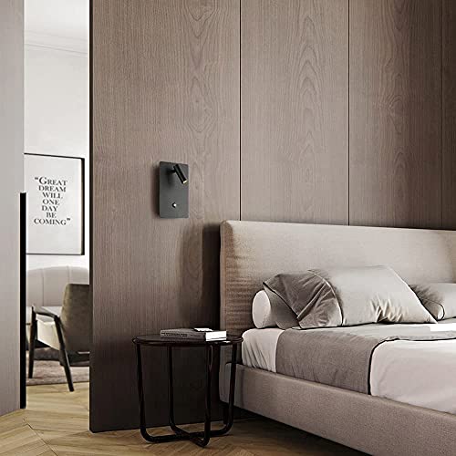 Apliques de pared LED modernos para salón luz de lectura regulable tricolor cuerpo negro 3W 2