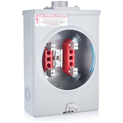 125 Amp Meter Socket 4 Jaw Meter Base Ringless Type 600v 3 Wire Horn Bypass Compatible with Overhead/underground Feed for Residential Single Family Use(13.8 x 8.7 x 4.3 Inch)