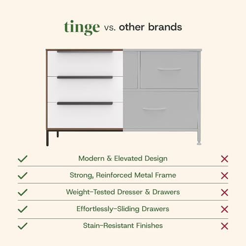 tinge Lira Premium 6-Drawer Fabric Dresser - Engineered Wood Frame, Reinforced Sag-Resistant Drawers, Elegant Metal Handles, Luxury Home Storage Solution (Dark Brown) by tinge - Used condition - Image 8