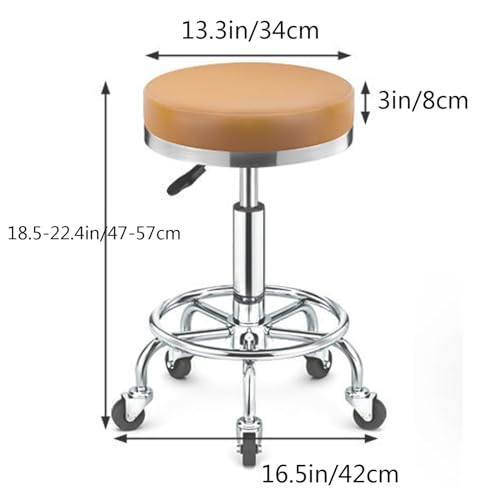 Tabouret pivotant à roulettes réglable en hauteur métal rouge