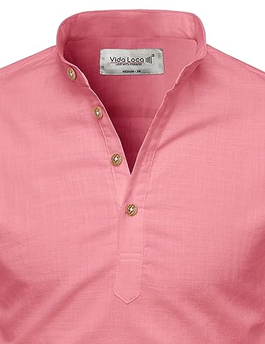 Image of Vida Loca Full Sleeve Mandarin Collor Cotton Casual Slim Fit Shirt for Men's