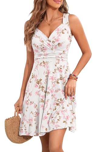 Image of Womens Wrap V Neck Sleeveless Sundress Summer Flare Tank Dress