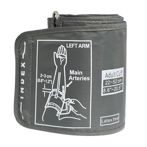 PHYNDR 1 pieza de brazalete universal extralargo para tensiómetro de brazo 22-52 cm, manguito ajustable compatible con la mayoría de los tensiómetros automáticos digitales