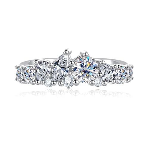 Gobaalele Cubic Zirconia Half Eternity Wedding Band Ring 2.295cttw Round Cut 5A Grade Simulated Diamond CZ Promise Anniversary Band for Women Size7.5