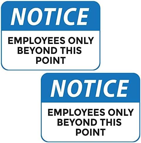 Paquete de 2 letreros con texto en inglés "Employees Only Beyond This Point" (20,3 x 30,5 cm)