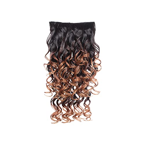 Image of KIS Synthetic Curly Hair Extensions with 4 Clip-in for Women, Ombre Gold | 21 Inches, Natural, Soft Heat Resistant Hair, Thick Washable Reusable, Artificial Hair Clip on Extension for Bridal, Wedding