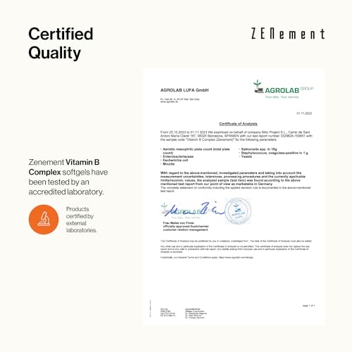 Vitamin B Complex, with Vitamins B1, B2, B3, B5, B6, Biotin, Folic Acid, B12, C and E, 200 Softgels | with Organic Extra Virgin Olive Oil | Energy, Mood & General Health | Non-GMO | Zenement - Image 6