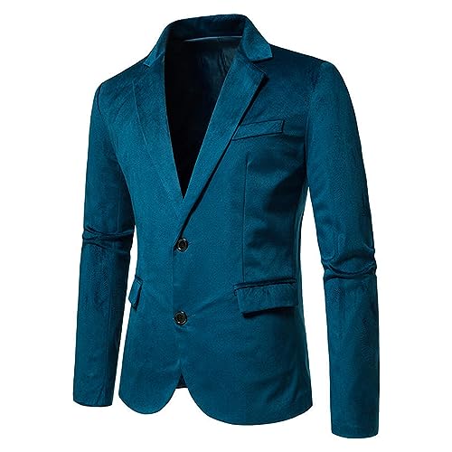 Mens Velvet Blazer Casual Solid Party Prom Wedding Tuxedo Two Button Suit Jackets Vintage Sports Coat3