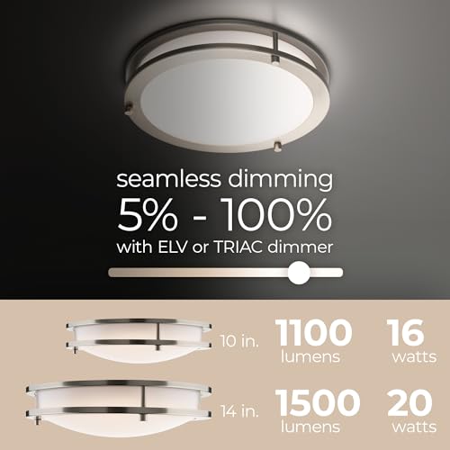 Builder Essential Axis LED 10in Round Flush Mount 16W 1,100 Lumens with 5-CCT Selectability 2700-3000-3500-4000-5000K in Brushed Nickel - Image 5
