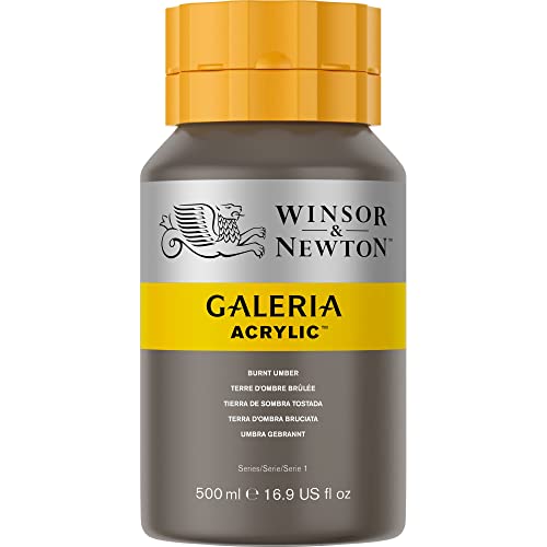 Image of Winsor & Newton Galeria Acrylic Colour - Jar of 500 ML - Burnt Umber (076) - Highly Pigmented Lightfast Artists' Acrylic Paints for Canvas, Wood, Fabric & Paper