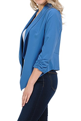 Auliné Collection Womens Casual Lightweight 3/4 Sleeve Fitted Open Blazer2
