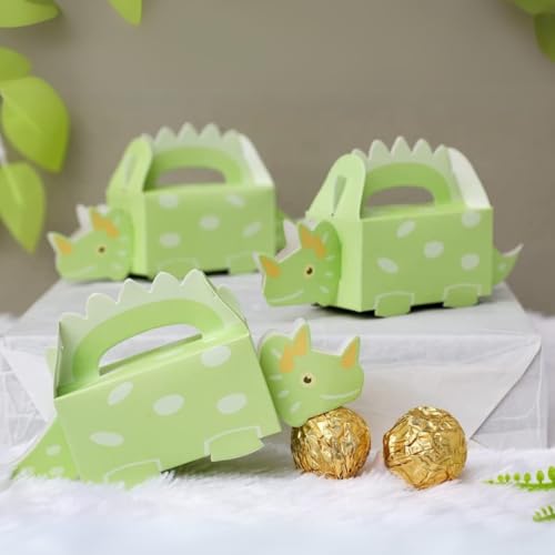 Image of SATYAM KRAFT 20 Pcs Small Dinosaur Theme Folding Gift Boxes - Paper Storage Box for Chocolate, Dry Fruits, Return Gifts, Birthday, Wedding, Engagement Party Favors (Pack of 20, Green)