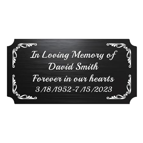 Image of Engraved Name Plates, 2 inch x 4 inch Personalized Name Plate, Trophy Plates Engraved, Brass Plaque, Custom Name Plate for Urn, Brass Name Plates with Adhesive Backing(Black, 2x4 in)