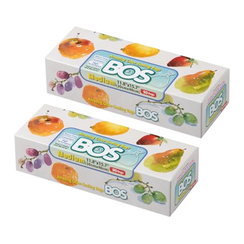 Image of BOS Amazing Odor Sealing Disposable Bags for Diapers, Food Waste, Ostomy Bags, Pet Waste or any Sanitary Product Disposal -Durable and Unscented [Size:M, Color:White] (90 count, Pack of 2) (180 Bags)