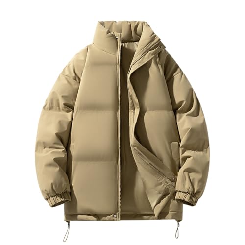 Image of Beokeuioe Women's Winter Jacket Down Jacket Lightweight Blouson Jacket with Zip Quilted Jacket Y2K Jacket Girls Quilted Transition Jacket Lined Stand-Up Collar Puffer Jacket Winter Parka, khaki, 4XL