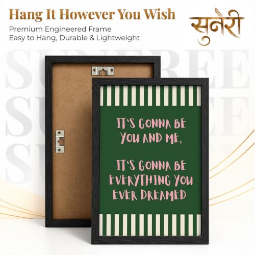 Image of Suneree Aesthetic Quote Wall Art Set of 2 Framed Paintings | Pink Green Striped Typography Poster | Couple Bedroom Living Room Home Decor (Art 16, 13x19 Inches)