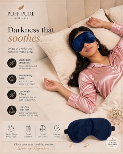 Image of Travelling Sleep Mask Light Blocking Sleeping Eye Mask With Elastic Strap For Deep Sleep, Travel, Meditation, Nap, Airplane And Office Rest Use Blind Fold For Comfortable Sleeping [Grey] (Pack Of 2)
