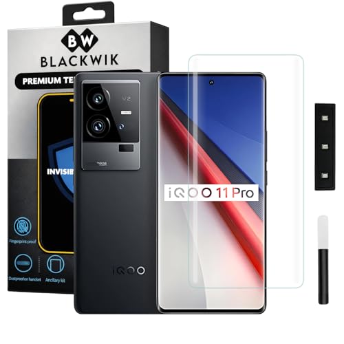 Image of Blackwik Premium Curved UV Tempered Glass For Vivo iQOO 11 Pro Cellphone (Transparent, Pack Of 1) Advanced Border Less Full Screen Coverage UV Screen Protector Guard With Installation Kit