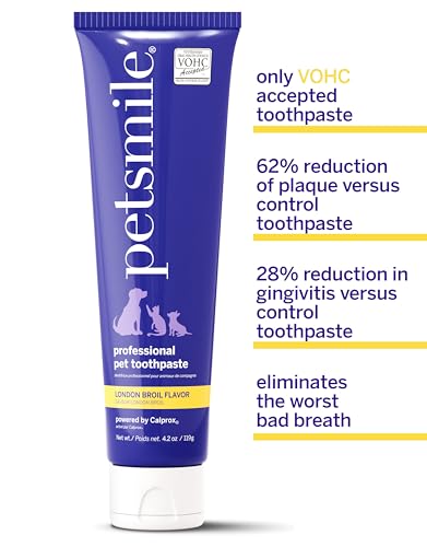 Image of Petsmile VOHC Accepted Pet Toothpaste, London Broil 4.2 Oz, Cats + Dogs | VOHC Accepted, Calprox Powered, Fights Plaque + Tartar, No-Brush Required, Human-Grade, 6-Month Supply, Clinically Proven
